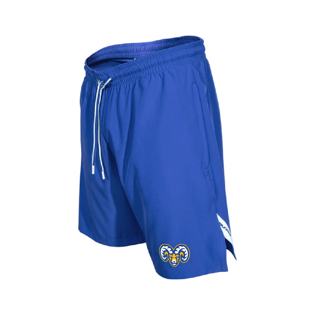 Rawlings ColorSync Athletic Shorts (Royal w/ Bighorns Logo)